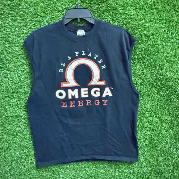 Anvil Other - Anvil Omega Energy Be A Player‎ Black Sleeveless Muscle T Shirt Mens L vintage